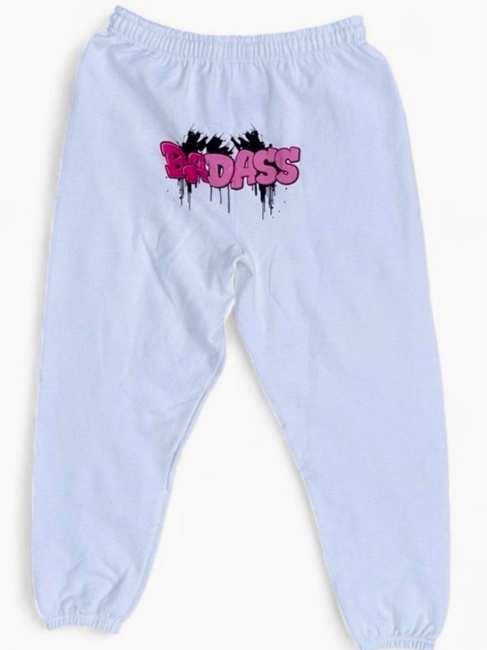 White Sweatpants with BADASS Graffiti on the Back #sweatpants